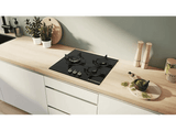 Placa de gas - Bosch PPC6A6I10, 3 zonas, Ancho 59 cm, Gas natural, Vidrio templado, Negro