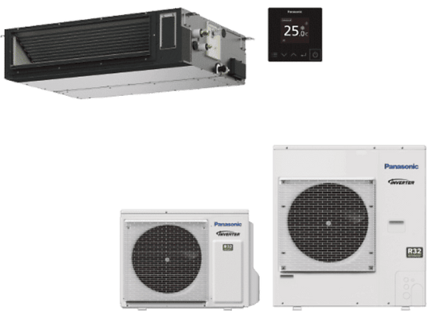Aire acondicionado por conductos - Panasonic KIT-100PF3Z5-6, Split 1x1, 9724 fg/h, Bomba de calor, Blanco