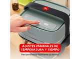 Freidora de aire - Moulinex Crisp & Go, Apilable y portátil, 2 cestas, 1.4L, 3.8L, 4 modos de cocción, 1700 W, Ajuste manual de temperatura, Verde