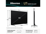 TV Mini LED 85 - Hisense 85U7Q, UHD 4K, Subwoofer integrado, 144 Hz, Hi-View IA Pro, Dolby Vusion IQ & Dolby Atmos,  Negro
