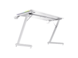 Mesa gaming - Trust GXT 709, Iluminación RGB, Portavasos, Blanco