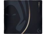 Alfombrilla gaming - Logitech G G640 x Team Heretics, Base de goma antideslizante, Superficie moderada, Enrollable, Cobertura total, Negro y dorado
