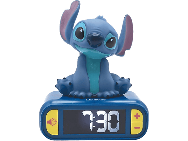 Despertador - Lexibook Stitch, Pantalla LCD Retroiluminada, 6 Tonos, Azul