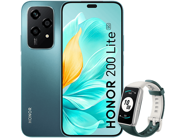 Móvil - Honor 200 Lite 5G, Cyan Lake, 256 GB, 8 GB RAM, 6.7" AMOLED Full HD+ 90Hz, Mediatek Dimensity 6080, 4500mAh, Android + Reloj Honor Band 7