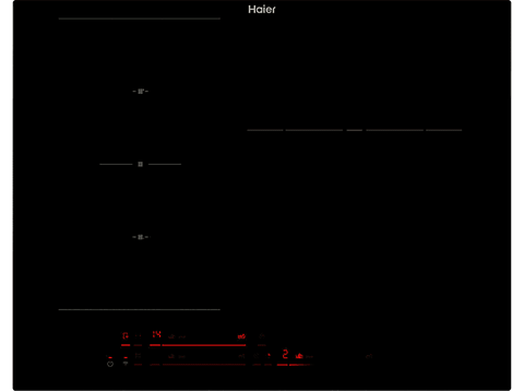 Placa Inducción - Haier Series 2 HAIFB53IRCS, 3 zonas, 1 Zona Flex , Zona grande de 29 cm, 65 cm, Wi-Fi & App, Negro