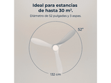 Ventilador de techo - Cecotec EnergySilence Aero 5400, Motor DC, 52 pulgadas, Mando a distancia, 6 velocidades, Blanco