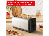 Tostadora - Moulinex Subito LS5S4, Ranura larga, 2 ranuras, Tostado rápido, 7 niveles de tostado, Bandeja recogemigas, Inox,