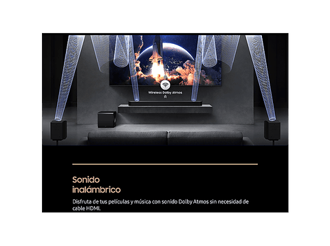Barra de sonido - Samsung HW-Q930F/ZF, Bluetooth, 580 W, Subwoofer y Dolby Atmos inalámbrico, 9.1.4 canales, WiFiTitan Black