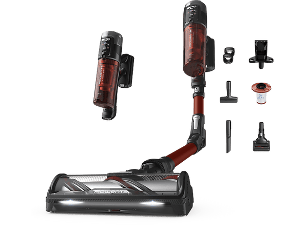 Aspirador escoba - Rowenta RH9A73 X - Force Flex 13.60 Animal Care, 150 W, 0.65 L, 60 min, Sin cables, Multisuperficie, Especial mascotas, Rojo