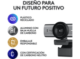 Webcam - Logitech MX Brio, Ultra HD 4K, Corrección de iluminación automática, Autoencuadre, Micrófonos/reducción de ruido, Tapa de privacidad, Negro
