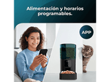 Comedero automático inteligente - Cecotec Comedero Pumba 6000 Purrfect Meal Smart,  Control WIFI, 6L de capacidad, Control de porciones, Alarma, Negro