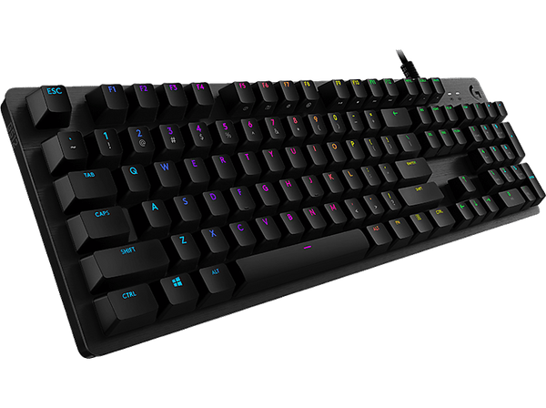 Teclado gaming - Logitech G512 Carbon, Cable, Mecánico, Iluminación RGB + Lightsync, GX Brown, Funciones específicas gaming, Negro