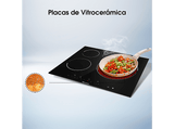 Placa vitrocerámica - Hisense E6322C 3, 3 zonas, Zona XL 30 cm, Control táctil, 60 cm, Negro