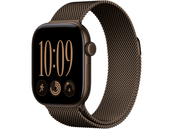 Apple Watch Series 12 (2026), GPS, 42mm, Caja de aluminio Bronce oscuro, Correa Milanese Loop Bronce oscuro, Siri AI