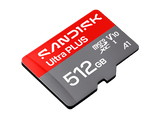 Tarjeta Micro SD - SANDISK Ultra PLUS, 512 GB, Hasta 200 MB/s, UHS-I, V10, A1, C10, Adaptador SD, Full HD, Gris