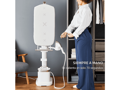 Cepillo de vapor y plancha - Rowenta Ixeo Vision, 2 en 1, Tabla de planchar,  2200w, 200 g/min, Calentamiento 70s, 6 bar, Anti bacterias, Blanco