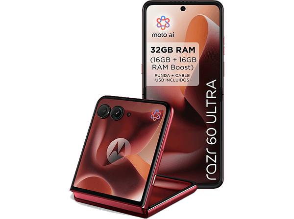 Móvil - motorola razr 60 ultra, Rio Red, 512 GB, 16 GB RAM, 7" AMOLED, Snapdragon® 8 Elite Mobile Platform, 4700 mAh