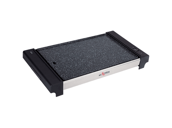 Plancha de asar - Jata JEGR3000, 2700W, Recubrimiento antiadherente Pfluon Granite Black libre de PFOA, 480 x 320 mm, Control Electrónico, Negro
