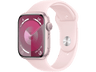 Apple Watch Series 9 (2023), GPS, 45 mm, Gesto de doble toque, Caja de aluminio rosa, Correa deportiva rosa, Talla S/M