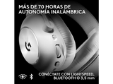 Auriculares gaming - Logitech G Pro X3 Lightspeed, Inalámbrico, BT-USB, Micrófono, Ecualizador, Personalizable, Transductores 50mm, PC-Mac-PS5, Blanco