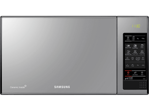 Microondas con grill - Samsung GE83X/XEC, 800W, 6 niveles, Modo Eco, 23 l, Espejo