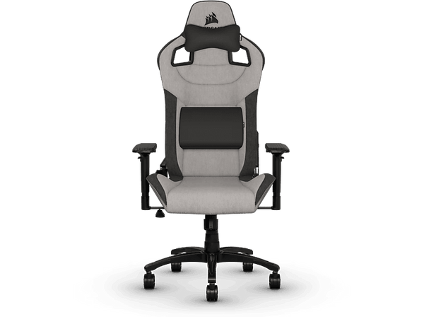 Silla gaming - Corsair T3 Rush, Reposacabezas 4D, Espalda inclinable, Hasta 120 kg, Almohadilla incluida, Gris