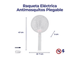 Atrapamosquitos - Jata MOST3555, Raqueta eléctrica antimosquitos, 2W, Plegable, inalámbrico, Blanco