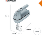 Amasadora de mano - Kenwood Quickmix Go HMP40.000GY, 350 W, 5 velocidades, Azul Tormenta