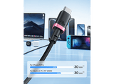 Cable USB - Baseus Dura, Tipo-C a Tipo-C, 100 cm, 240W, Carga rápida, Ultrarresitente, Negro y Rojo