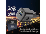 Cargador de pared - CellularLine Multipower 2 GaN, 35 W, Carga rápida, Universal, Negro