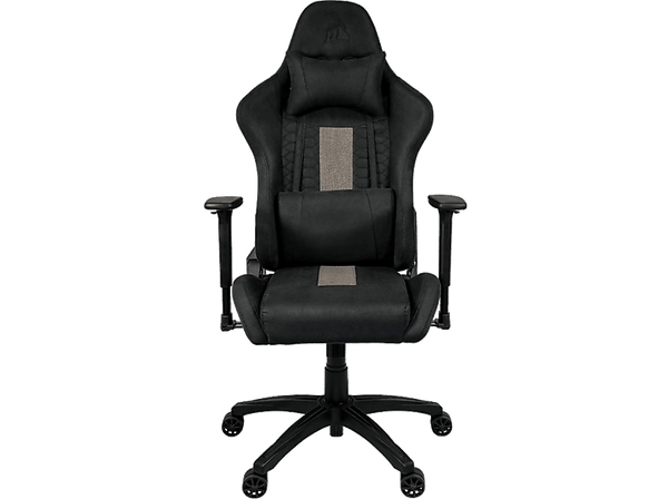 Silla gaming - Corsair TC100 Relaxed, Transpirable, Reposabrazos 2D, Inclinación 160°, Negro y gris
