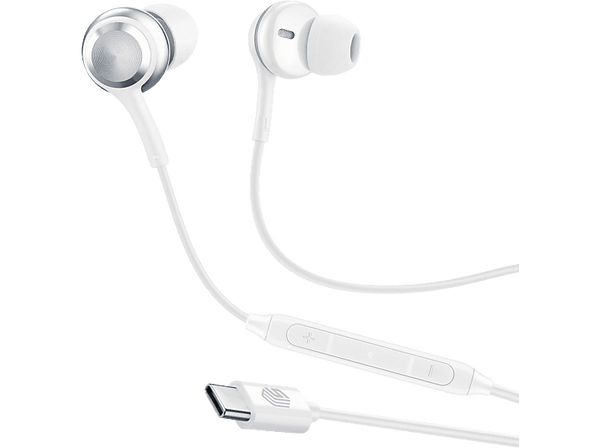 Auriculares - Music Sound IN EAR, De cable, Tipo C, Escucha inmersiva, Detalles metálicos, Blanco