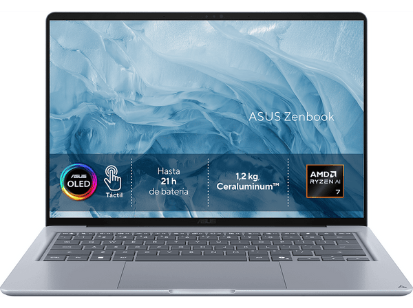 Portátil - ASUS Zenbook 14 OLED UX3480KA-U2051W Copilot+ PC, 14 " WUXGA, AMD Ryzen™ AI 7 345 50 TOPS, 16GB RAM, 512GB SSD, W11H, Sin cargador