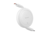 Cable USB-C - Baseus Free2Pull, Retráctil, Tipo C a Tipo C, Cable de 100 cm, Universal, 60W, Blanco Luna