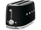 Tostadora - Smeg TSF02BLEU, 6 niveles, 1500 W, 4 rebanadas, 2 ranuras, Función descongelar/recalentar, Negro