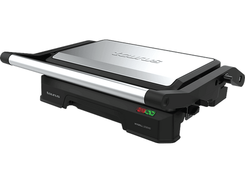 Grill - Taurus GR1002X, Parrilla eléctrica,1000 W, Apertura 180º, Antiadherente libre PFOA, Placas adaptables, Gris