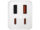 Cargador de pared - Baseus GaN6 Pro, Universal, 65W, 2x USB-A, 2x USB-C, Blanco