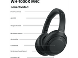 Auriculares inalámbricos - Sony WH-1000XM4C, Noise Cancelling, 34h, Hi-Res, HD Noise Cancelling Processor QN1, Conexión multipunto, iOS/Android, Negro