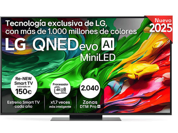 TV QNED 55" - LG 55QNED87A6B, UHD 4K, Procesador Inteligente α8 AI Processor 4K Gen2, Smart TV, DVB-T2 (H.265), Ashed Blue