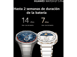 Smartwatch - Huawei Watch GT5 Pro 42mm, Llamadas Bluetooth, Respuesta con Teclado, Mapas Campos Golf, 7 días batería, Correa Cerámico Blanco
