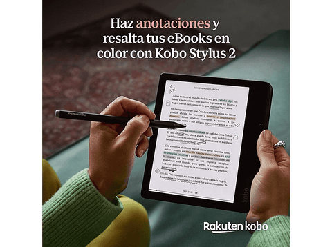 eBook - Kobo Libra Colour + Stylus 2 Negro, Pantalla Táctil a Color de 7