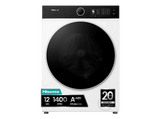 Lavadora carga frontal - Hisense WF5I1245BWR, 12 kg, 1400 RPM, 18 programas, Fondo reducido 55.5 cm, Autodosificación, Blanco