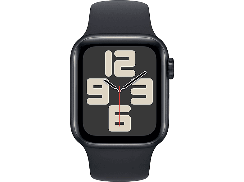APPLE Watch SE (2023), GPS, 40 mm, Caja de aluminio medianoche, Vidrio delantero Ion-X, Talla S/M, Correa deportiva medianoche