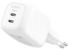 Cargador de pared - Belkin WCH019dqWH, 50W, Compatibles dispositivos con carga USB-C, 2 puertos tipo USB-C, Blanco