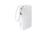 Powerbank - Baseus EnerFill Bipow2 Pro, 20000mAh, 22.5W, Cable retráctil, Carga simultánea ultrarrápida, USB-C, Blanco Moon