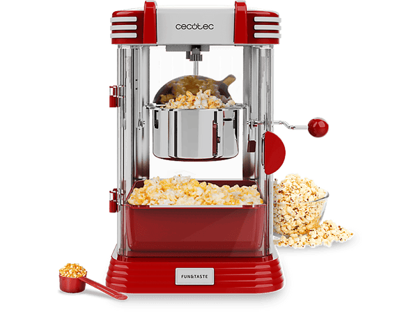 Palomitero - Cecotec Fun&Taste P’Corn Classic, 300 W, Palomitas dulces o saladas, Olla antiadherente, Capacidad 500 ml, Diseño retro, Red