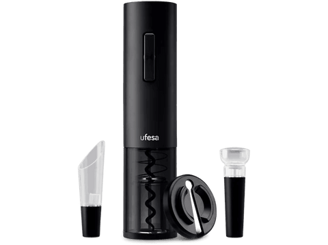 Sacacorchos - Ufesa EasyOpen, Eléctrico, Decantador Antigoteo, Luz LED, Negro