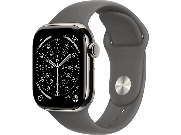 Apple Watch Series 11 (2025), GPS+CEL, 46 mm, Caja de titanio Natural, Correa deportiva Gris piedra, S/M, Calidad del sueño, 24h Autonomía