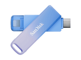 Memoria USB 128GB - Sandisk Creator Phone Drive, USB-C y Lighning, Para iPhone, Hasta 90MB/s de lectura, Azul