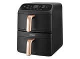Freidora de aire - Cosori Turbo Tower Compact, Doble cesta, 8.6 l, 2630 W, 230 °C, Revestimiento cerámico Premium, Negro